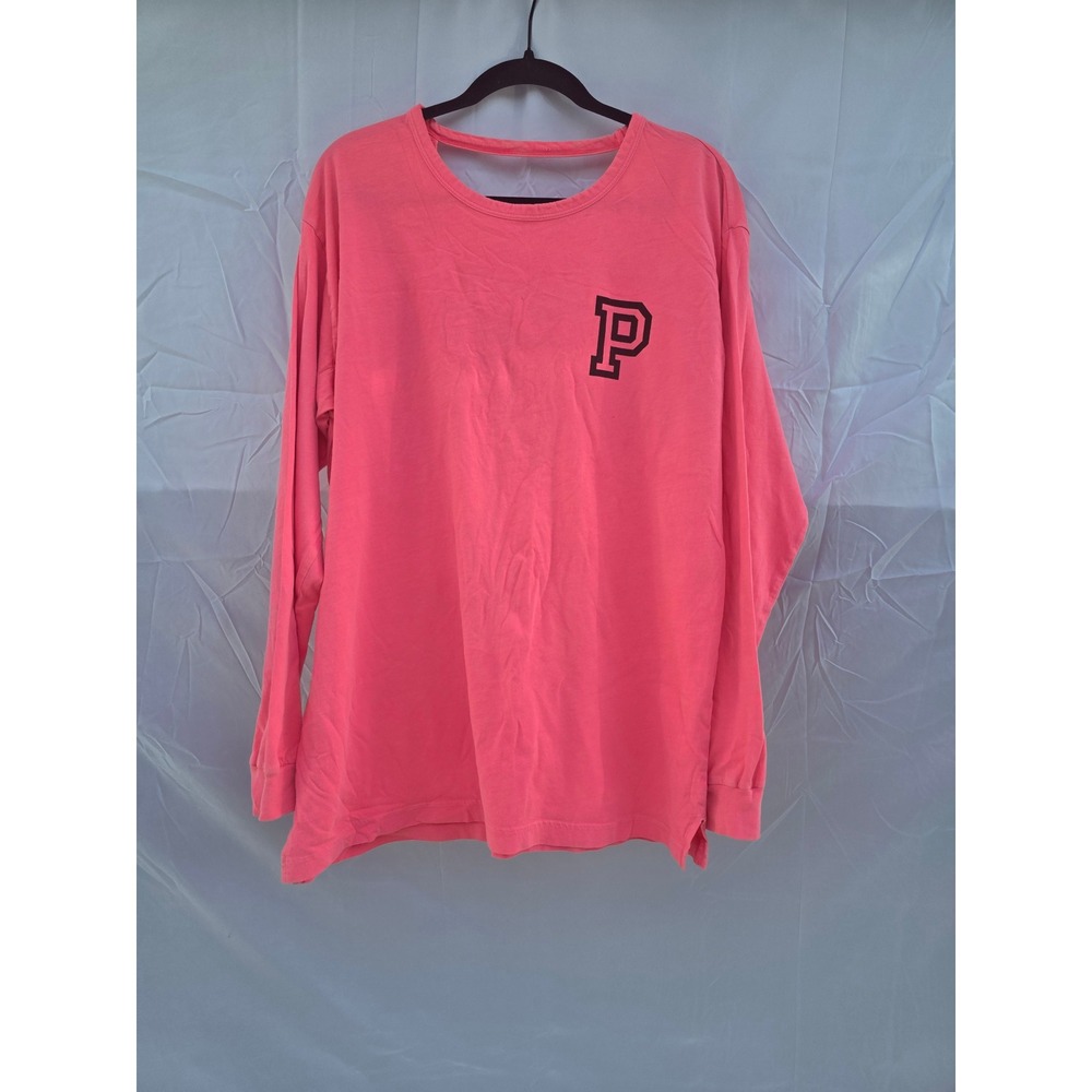 Victorias Secret PINK Neon Pink Strappy Back Long Sleeve T-Shirt Size Large